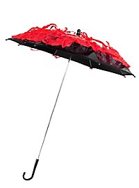 Mini-ombrelle noire avec dentelle rouge