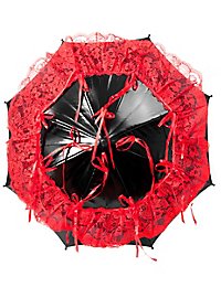Mini-ombrelle noire avec dentelle rouge