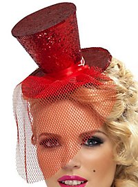 Mini top hat headband red