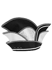 Narrenkappe - schwarz-silber Paisley mit Ziersteinen
