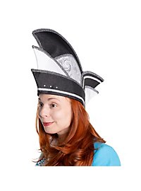 Narrenkappe - schwarz-silber Paisley mit Ziersteinen