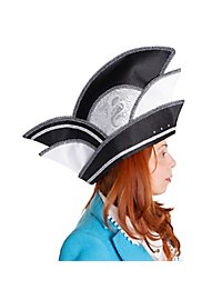 Narrenkappe - schwarz-silber Paisley mit Ziersteinen