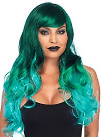 Ombre hair curly wig green