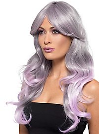 Ombre Langhåret Paryk Grå-Lilla