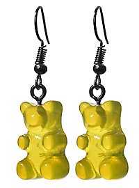 Orecchini con orsetto gommoso giallo