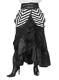 Overskirt with peplum and buckles black and white