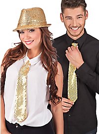 Krawatte Pailletten gold