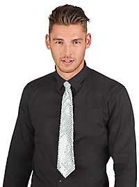 Krawatte Pailletten silber