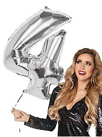 Palloncino in foil numero 4 argento 86 cm