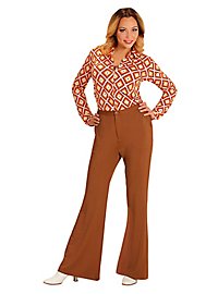 Pantalon femme années 70 marron