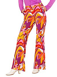 Pantalon femme des années 70 Orchidées