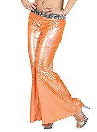 Pantalon femme disco pailleté orange