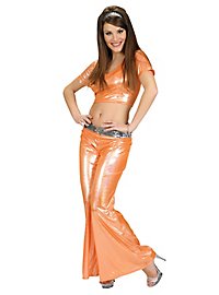 Pantalon femme disco pailleté orange