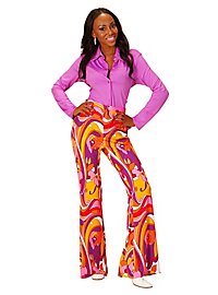 Pantaloni da donna anni '70 Orchidee
