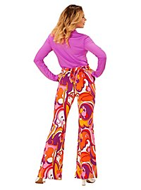 Pantaloni da donna anni '70 Orchidee