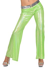 Pantaloni disco glitter da donna verde chiaro