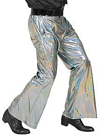Pantaloni disco glitter da uomo argento