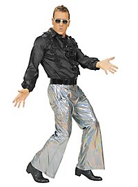 Pantaloni disco glitter da uomo argento