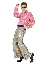 Pantaloni disco glitter da uomo argento