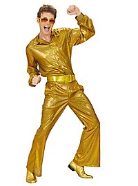 Pantaloni disco glitter da uomo oro