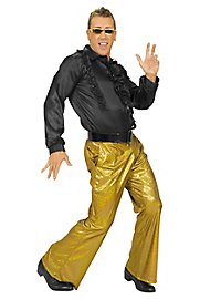 Pantaloni disco glitter da uomo oro
