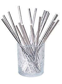 Papieren rietjes zilver 20 stuks