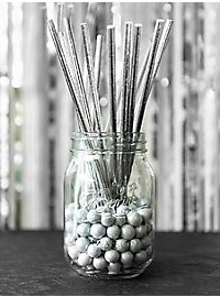 Papieren rietjes zilver 20 stuks