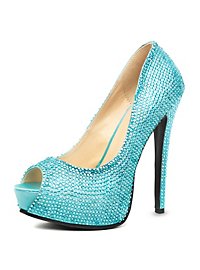 Peep-toes strass turquoise