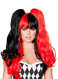 Peluca De Arlequín Negro-Rojo