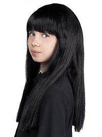 Peluca Infantil de Pelo Largo Negro con Flequillo