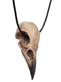 Pendentif tête de corbeau avec pince en cuir (11cm)
