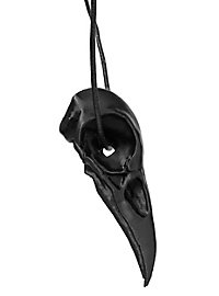 Pendentif tête de corbeau avec pince en cuir (11cm)