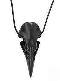 Pendentif tête de corbeau avec pince en cuir (11cm)