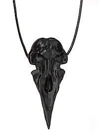 Pendentif tête de corbeau avec pince en cuir (11cm)