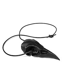 Pendentif tête de corbeau avec pince en cuir (11cm)
