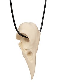 Pendentif tête de corbeau avec pince en cuir (11cm)