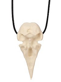 Pendentif tête de corbeau avec pince en cuir (11cm)