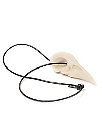 Pendentif tête de corbeau avec pince en cuir (11cm)