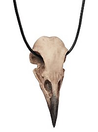 Pendentif tête de corbeau avec pince en cuir (11cm)