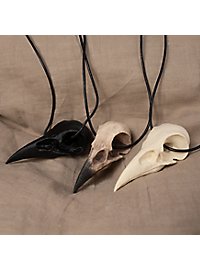 Pendentif tête de corbeau avec pince en cuir (11cm)