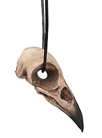Pendentif tête de corbeau avec pince en cuir (11cm)