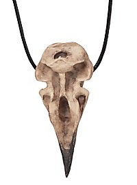 Pendentif tête de corbeau avec pince en cuir (11cm)