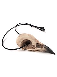 Pendentif tête de corbeau avec pince en cuir (11cm)