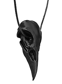 Pendentif tête de corbeau avec pince en cuir (11cm)
