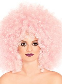 Perruque afro bouclée rose