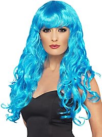 Perruque bouclée Mermaid bleu clair