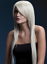 Perruque longue blonde avec raie sur le côté
