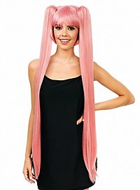 Perruque longue rose pour cosplay