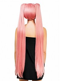 Perruque longue rose pour cosplay