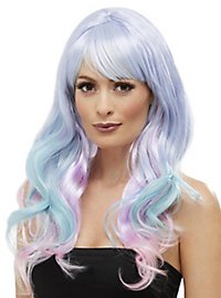 Perruque Ombre cheveux longs violet-turquoise